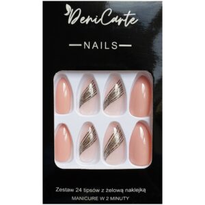 Deni Carte Tipsy - sztuczne paznokcie, zestaw 24 sztuk, różne wzory Shiny Line | Błyszczące Linie