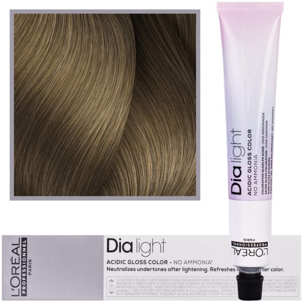 Loreal Dia Light - profesjonalna farba do włosów, 50ml 8 Jasny Blond