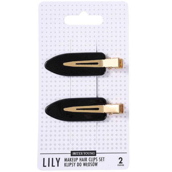 Sister Young Lily - klipsy do włosów do makijażu, różne kolory, 2szt Black | Czarny