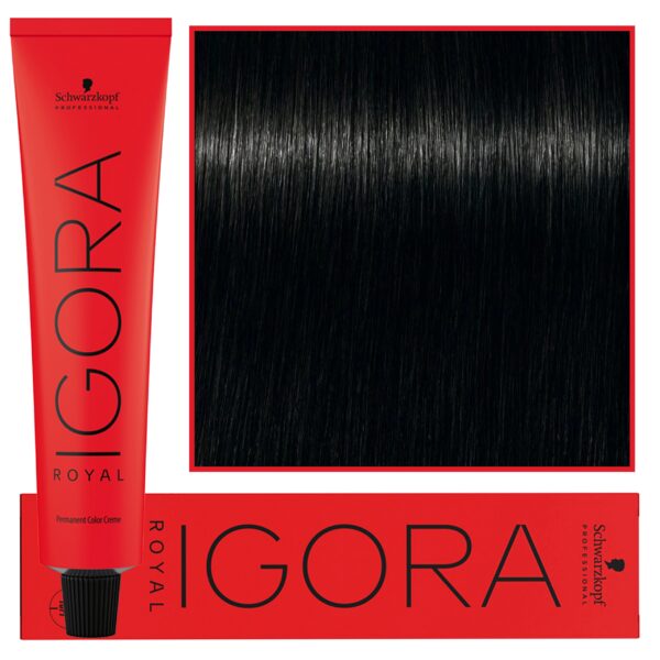 Schwarzkopf Professional Igora Royal - trwała farba do włosów o innowacyjnej formule, 60ml 1-0 | Czarny Naturalny