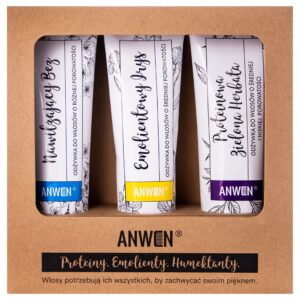 Anwen Wegański zestaw odżywek - do włosów średnioporowatych, 3x100ml