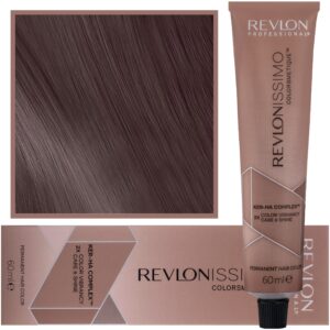 Revlon Revlonissimo Colorsmetique High Coverage - profesjonalna farba do siwych włosów, 60ml HC 4,25 | Średni Opalizujący Mahoniowy Brąz