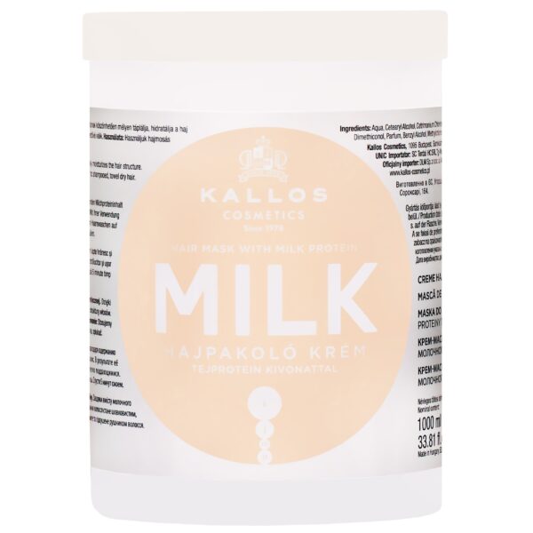 Kallos Milk Protein Mask - maska regenerująca do włosów z proteinami mleka, 1000ml