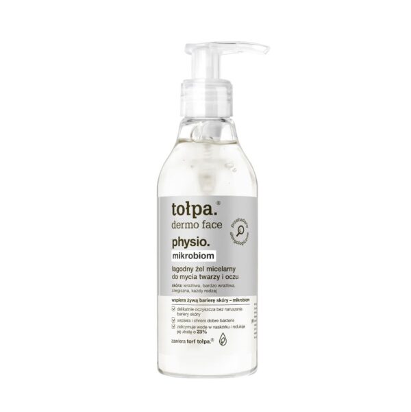 tołpa. physio. mikrobiom łagodny żel micelarny do mycia twarzy i oczu, 195 ml