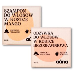 Zestaw szampon mango w kostce 80 g + odżywka brzoskwiniowa w kostce 50g