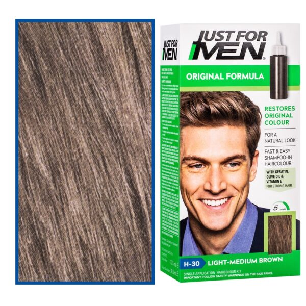 Just For Men – odsiwiacz do włosów dla mężczyzn, 66 ml H30 |  Jasny Średni Brązowy