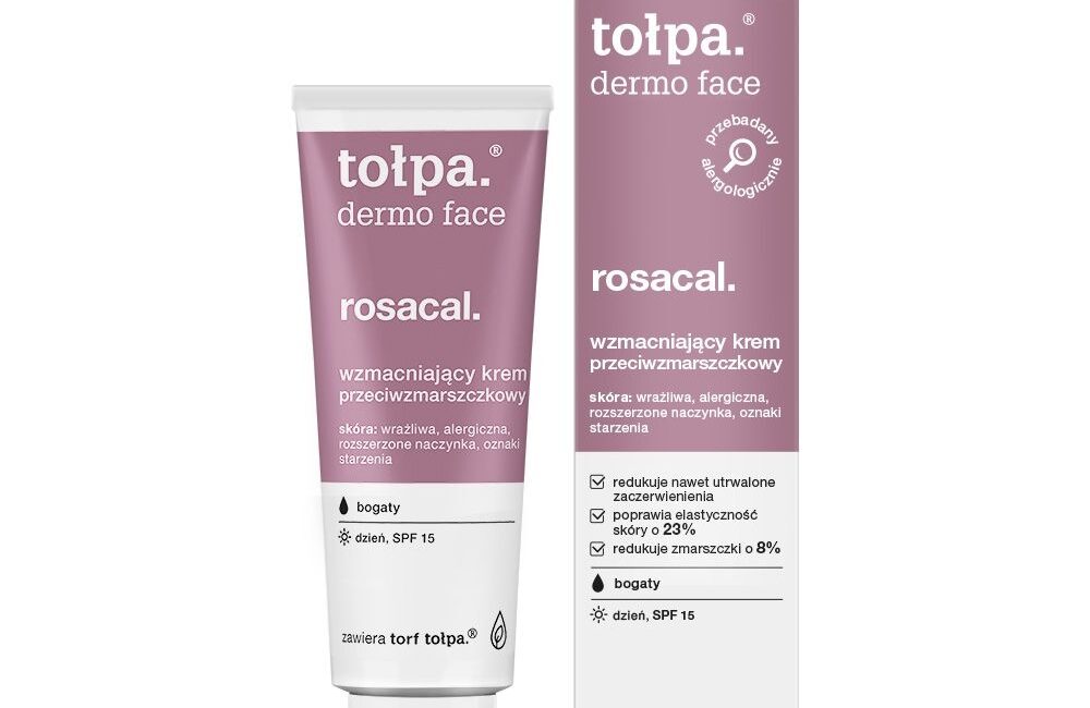 tołpa. rosacal. wzmacniajacy krem przeciwzmarszczkowy, BOGATY, SPF 15, 40 ml