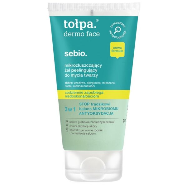 tołpa. sebio. mikrozłuszczający żel peelingujący do mycia twarzy, 150 ml