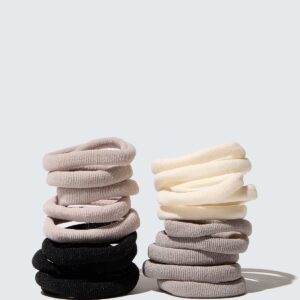 Elastic Hair Ties, 20-Pack, White/Gray/Black