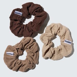 Cotton Scrunchies, Medium, 3-Pack, Coffee