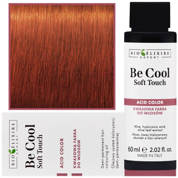 Bioelixire Be Cool Soft Touch - wegańska farba do włosów o kwasowej formule, 60ml 8.34 | Jasny Miedziany Złoty Blond