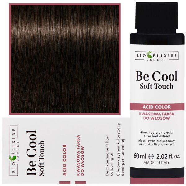 Bioelixire Be Cool Soft Touch - wegańska farba do włosów o kwasowej formule, 60ml 4.0 | Średni Kasztan
