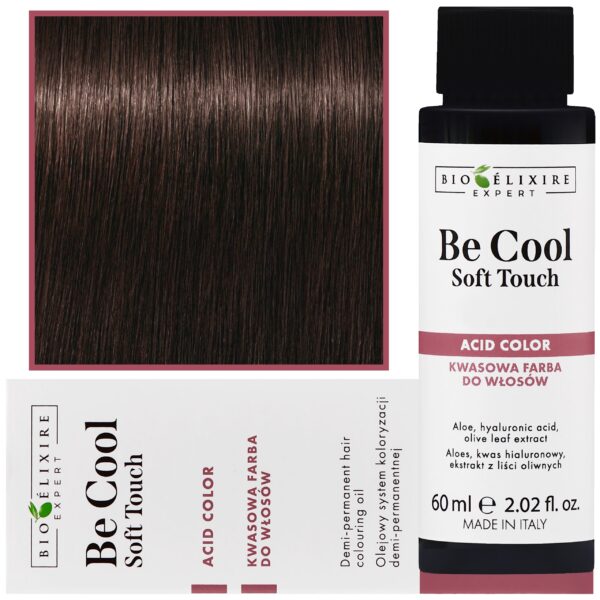 Bioelixire Be Cool Soft Touch - wegańska farba do włosów o kwasowej formule, 60ml 4.1 | Średni Popielaty Kasztan