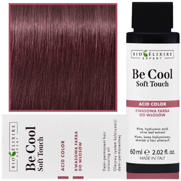 Bioelixire Be Cool Soft Touch - wegańska farba do włosów o kwasowej formule, 60ml 8.52 | Jasny Irysowy Mahoniowy Blond