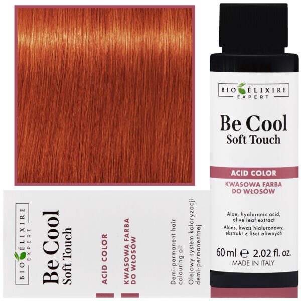 Bioelixire Be Cool Soft Touch - wegańska farba do włosów o kwasowej formule, 60ml 8.44 | Jasny Intensywny Miedziany Blond
