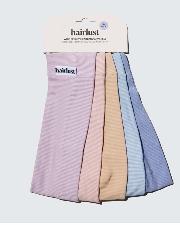 Wide Jersey Headbands, 5-Pack, Pastel