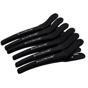 Poniks Blackomb - karbonowe klipsy fryzjerskie do włosów 11cm, 6szt