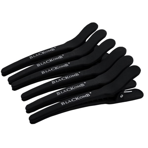 Poniks Blackomb - karbonowe klipsy fryzjerskie do włosów 11cm, 6szt