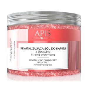 Rewitalizująca sól do kąpieli Apis Żurawinowa Witalność z żurawiną i trawą cytrynową 650g