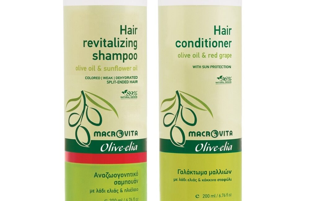 Zestaw MACROVITA Olive.elia dla regeneracji włosów: szampon rewitalizujący 200ml + odżywka 200ml