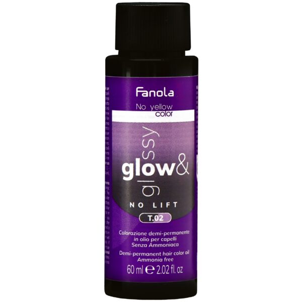 Fanola No Yellow Glow&Glossy - toner olejowy neutralizujący żółte tony, 60ml T.02
