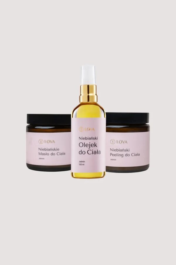 Naturalny Peeling, Olejek oraz Masło do Ciała o zapachu jaśminu.