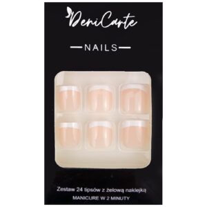 DeniCarte White French - samoprzylepne tipsy do stóp, Biały French, 24 szt.