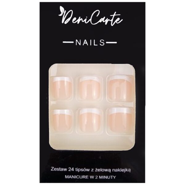 DeniCarte White French - samoprzylepne tipsy do stóp, Biały French, 24 szt.