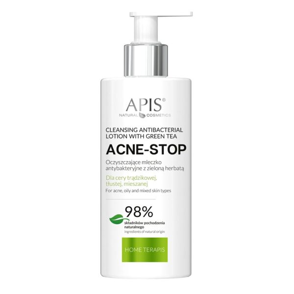 Oczyszczające mleczko antybakteryjne z zieloną herbatą Apis Acne-Stop Home Terapis 300 ml