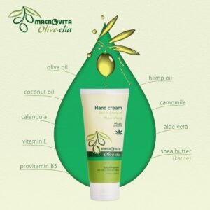 MACROVITA Olive.elia Nourishing naturalny krem odżywczy do dłoni z bio-oliwą i olejem konopnym 100ml