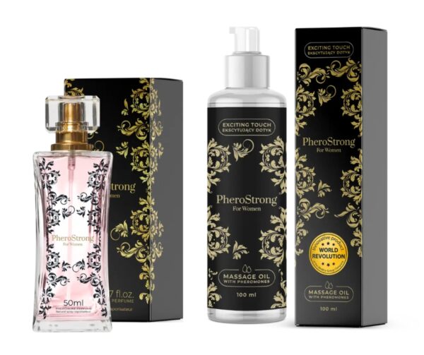 PheroStrong Pheromone for Women Perfumy 50 ml + Olejek do ciała 100 ml ZESTAW