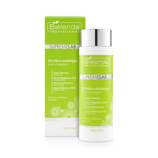 5% Mikro-eksfoliujący tonik z kwasami - Bielenda Supremelab Sebio Derm - 200 ml
