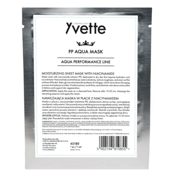 Nawilżająca maska w płacie z niacynamidem - Yvette PP Aqua Mask - 1 szt.
