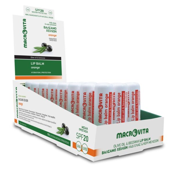 MACROVITA balsam do ust z oliwą i woskiem pszczelim SPF20 Pomarańcza 4.8g