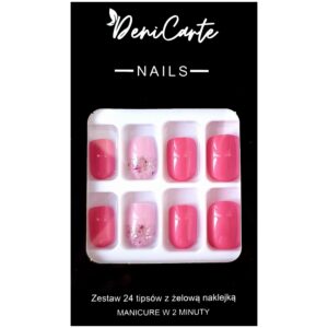 DeniCarte Tipsy Square - zestaw sztucznych paznokci, różne kolory Intensive Pink | Intensywny Róż