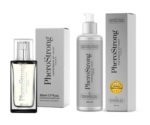 PheroStrong By Night for Men Perfumy 50 ml + Olejek do ciała 100 ml ZESTAW