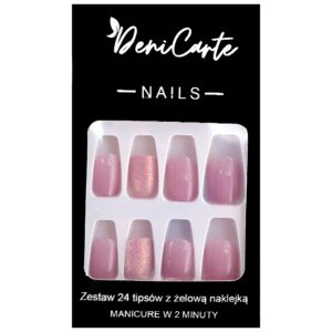 DeniCarte Tipsy Square - zestaw sztucznych paznokci, różne kolory Light Purple | Jasny Fiolet