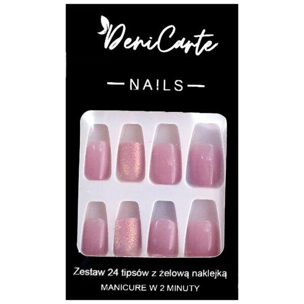 DeniCarte Tipsy Square - zestaw sztucznych paznokci, różne kolory Light Purple | Jasny Fiolet