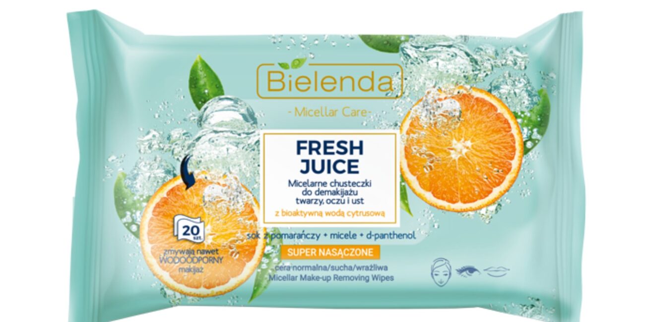 Bielenda Micelarne chusteczki do demakijażu twarzy i oczu nawilżające - pomarańcza