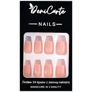 DeniCarte Tipsy Square - zestaw sztucznych paznokci, różne kolory Blush | Ciepły Róż