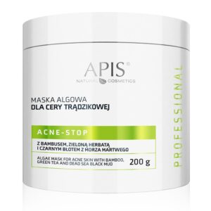 Maska algowa dla cery trądzikowej z bambusem, zieloną herbatą, czarnym błotem z Morza Martwego Apis Acne-Stop 200 g