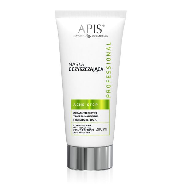 Maska oczyszczająca z czarnym błotem z Morza Martwego i zieloną herbatą Apis Acne-Stop 200 ml