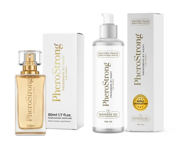 PheroStrong By Night for Women Perfumy 50 ml + Olejek do ciała 100 ml ZESTAW