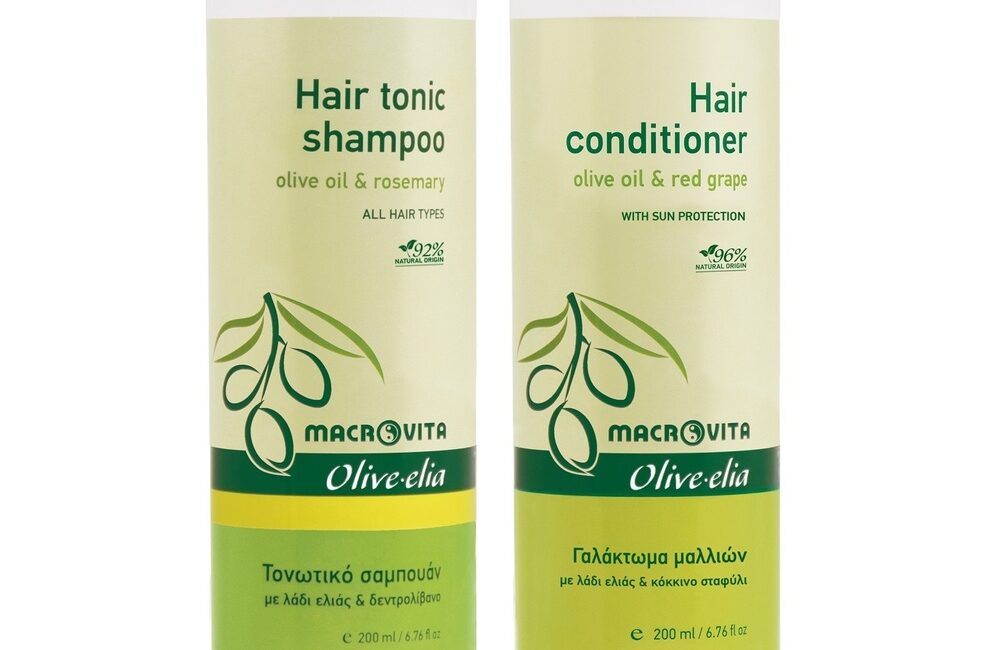 Zestaw MACROVITA Olive.elia do codziennej pielęgnacji włosów: szampon oczyszczający 200ml + odżywka 200ml