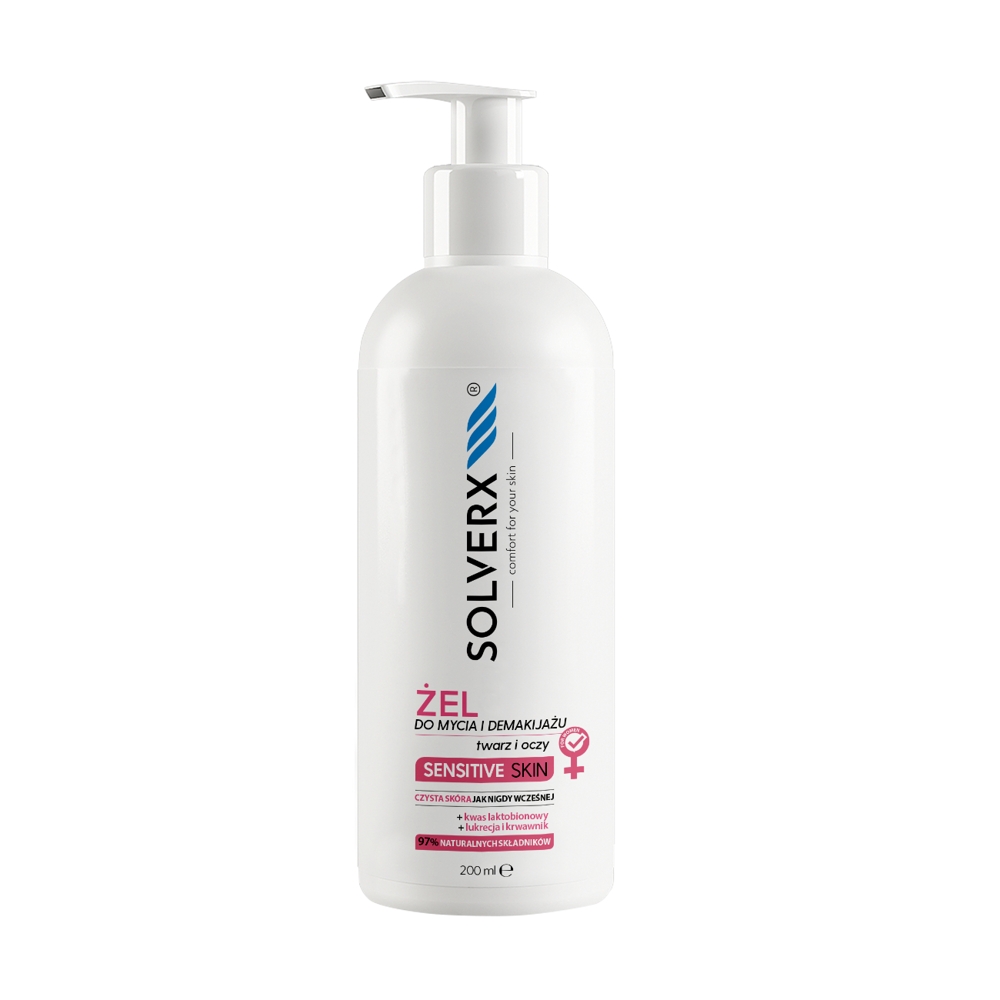Żel do mycia i demakijażu twarzy i oczu Solverx Sensitive Skin 200 ml
