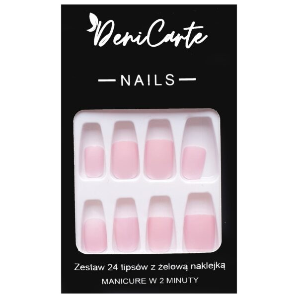 DeniCarte Tipsy Square - zestaw sztucznych paznokci, różne kolory Pink | Różowy