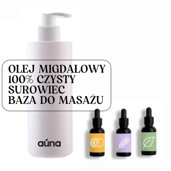 Olej ze słodkich migdałów 100 % czysty surowiec 1 l | baza do masażu | GRATIS 3 olejki eteryczne