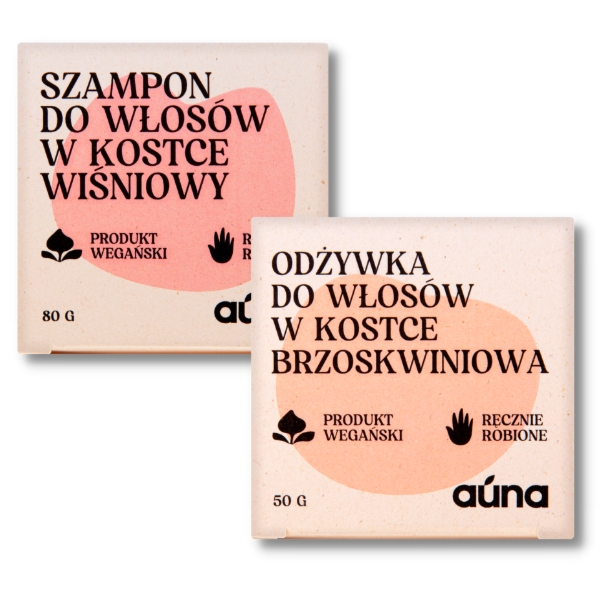 Zestaw Szampon Wiśniowy w Kostce 80 g + Odżywka Brzoskwiniowa w Kostce 50 g