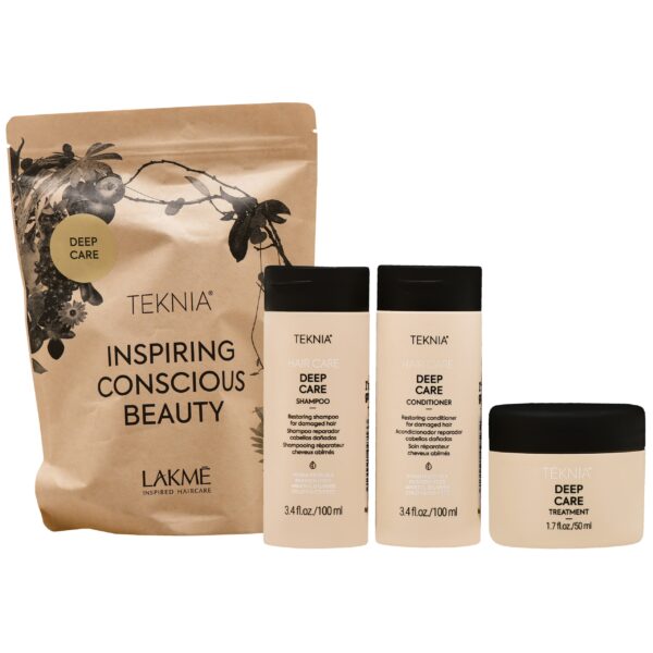 Lakme Teknia Deep Care Travel Pack - zestaw kosmetyków intensywnie pielęgnujących, 2x100+50ml