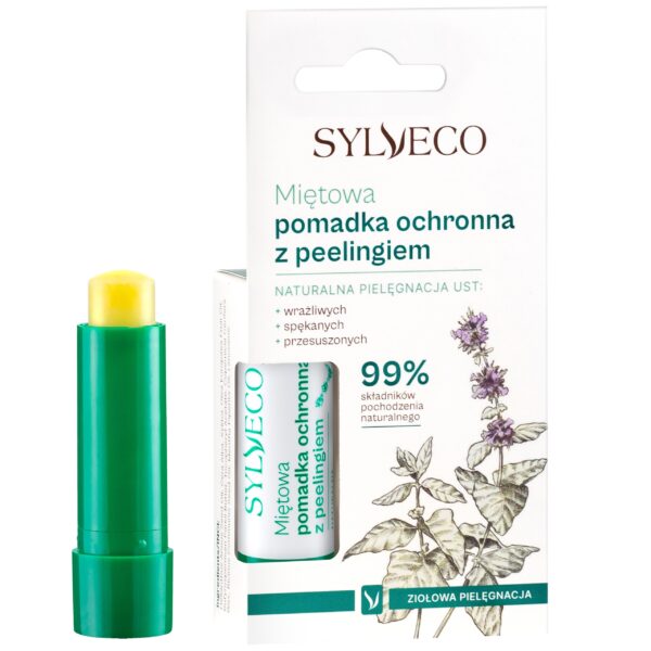 Sylveco Miętowa pomadka z peelingiem – naturalny peeling i regeneracja ust, 4.6 g